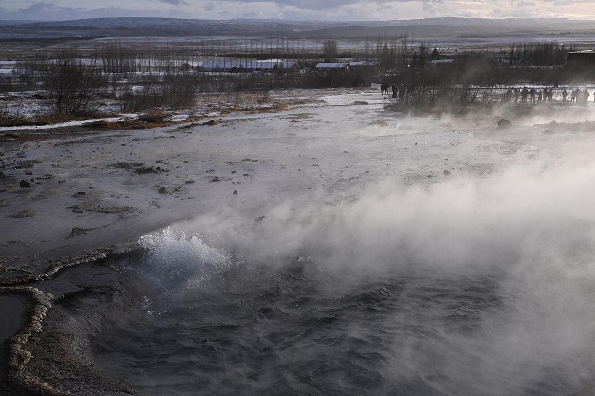 Iceland geothermal pool steam