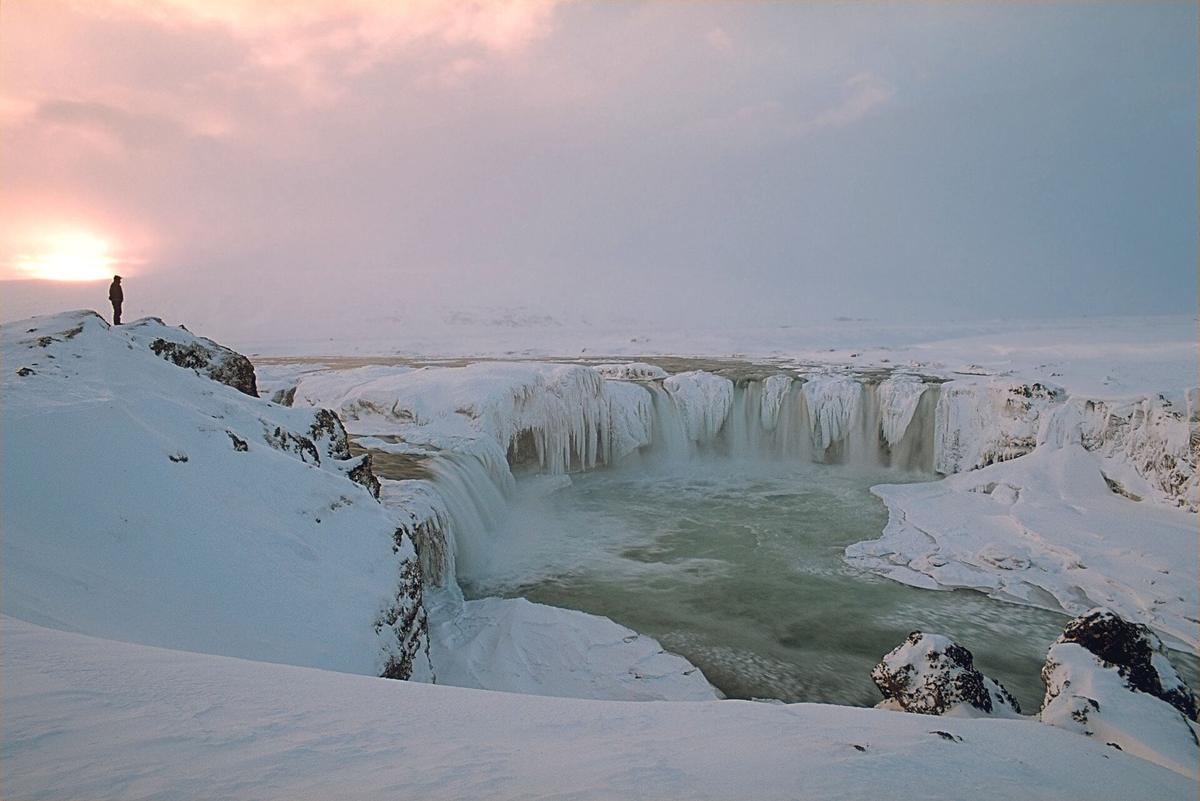 Godafoss winter ice Iceland