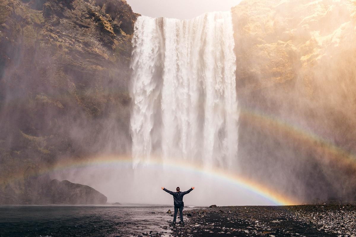 Skogafoss waterfall Iceland rainbow