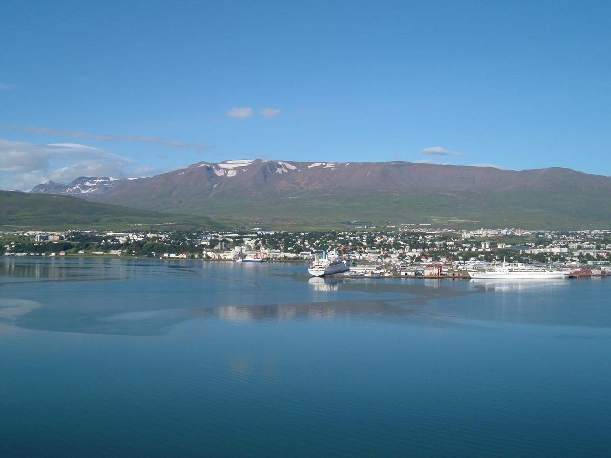 Akureyri town fjord Iceland