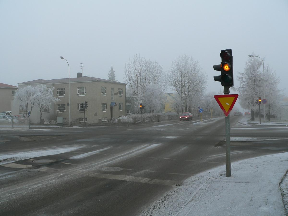 Icelandic Road Signs: The Words You Need Before You Drive: Snow crystallization in Akureyri 02 26 15 54 55