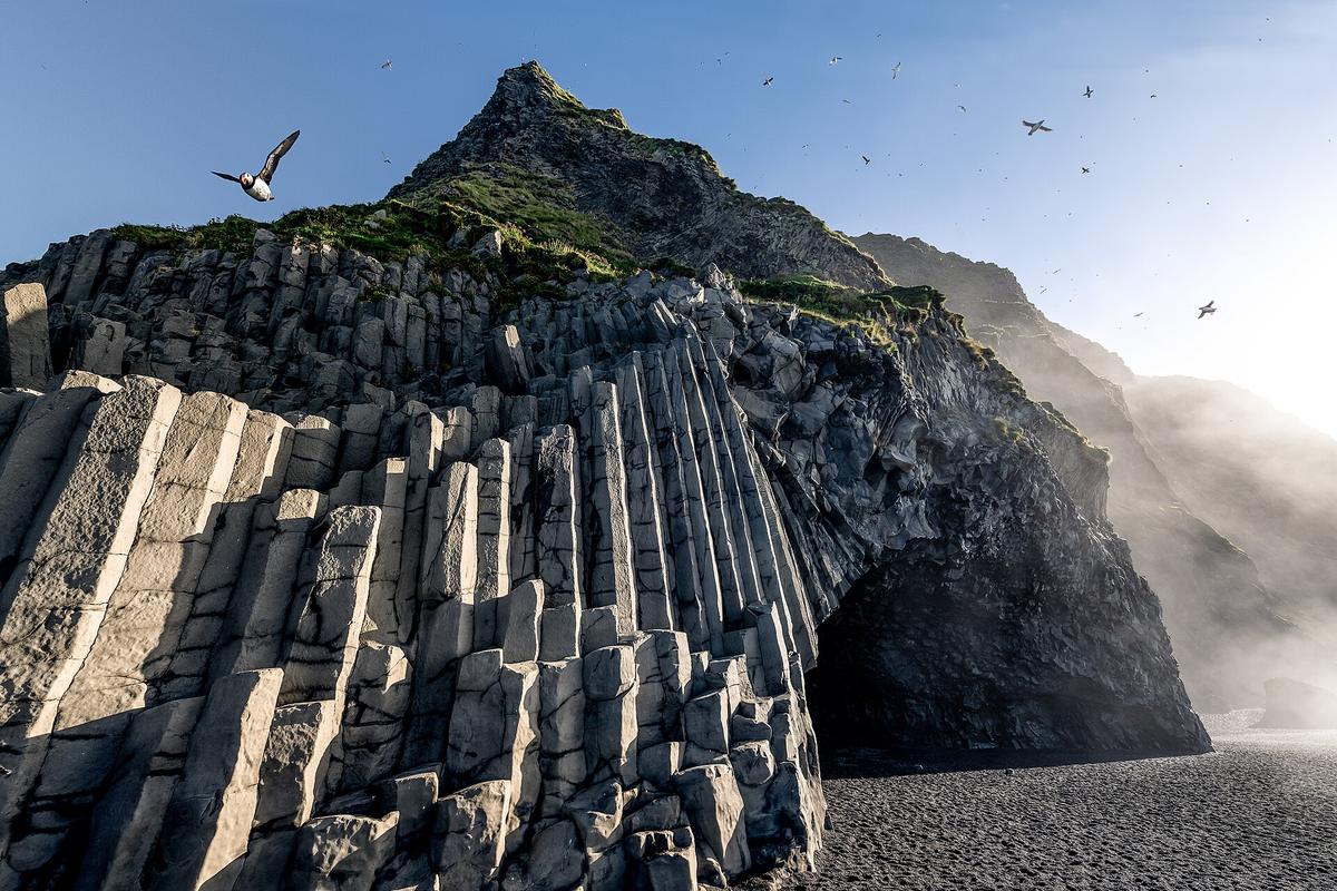 Reynisfjara black sand beach basalt columns